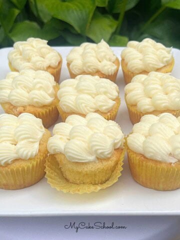 Pineapple Cupcakes on a platter.