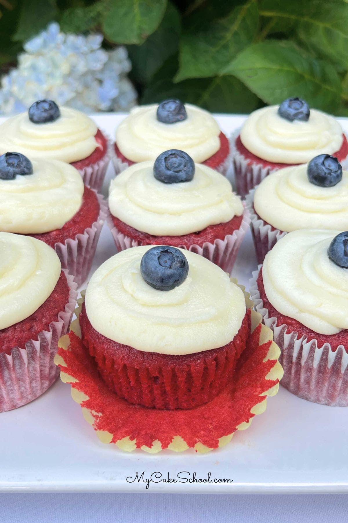 Red Velvet Cupcakes on a platter.