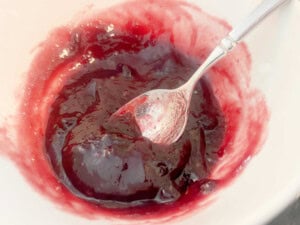 Blackberry jam in a bowl.