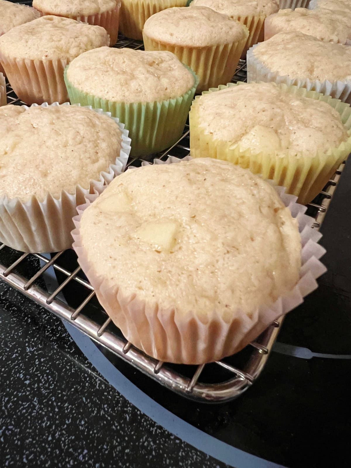 Apple Cupcakes, cooling on a wire rack.