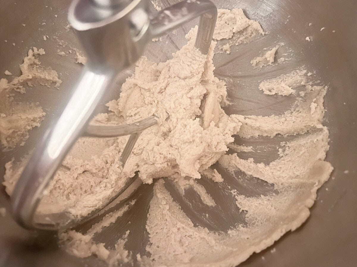 Mixing the butter and sugar.