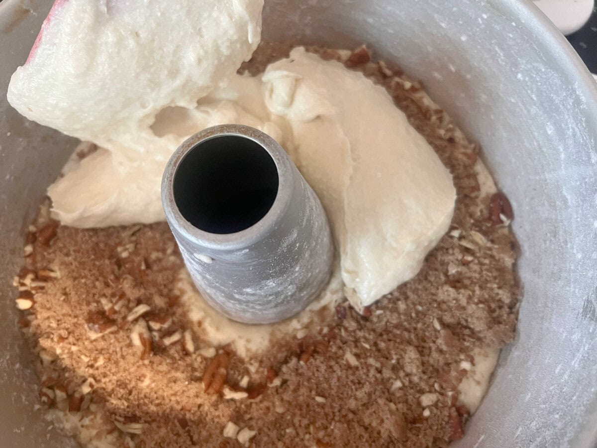 Layering the batter for the Coffee Cake Pound Cake.