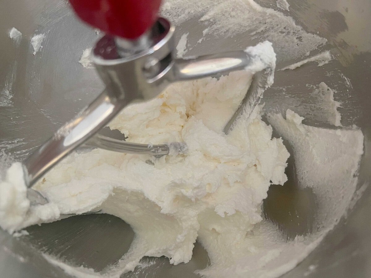 Butter and Sugar mixture in the bowl.