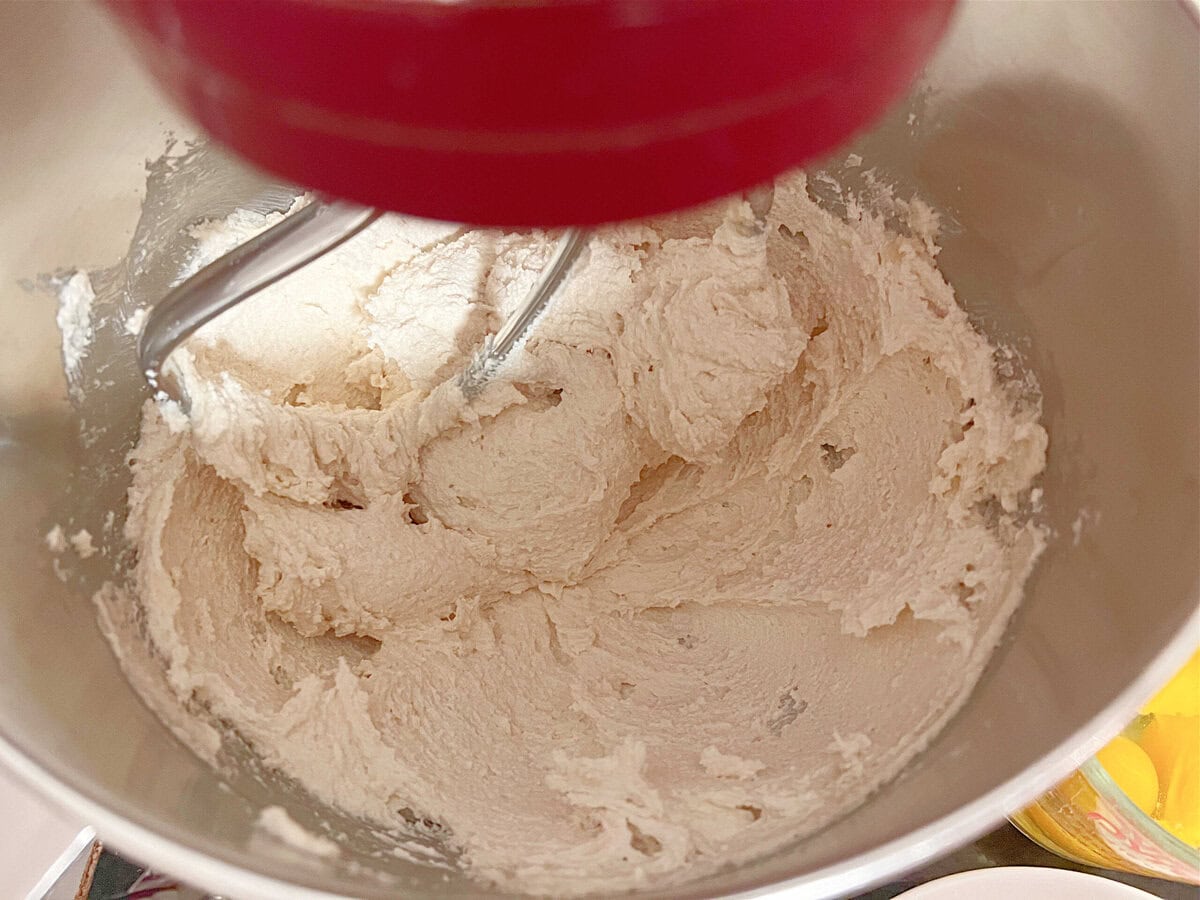 Creaming Butter and Sugar in a mixing bowl.