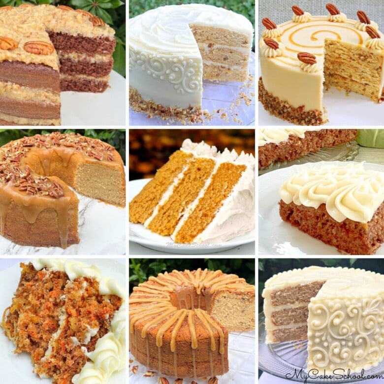 Fall Cakes in a photo grid.