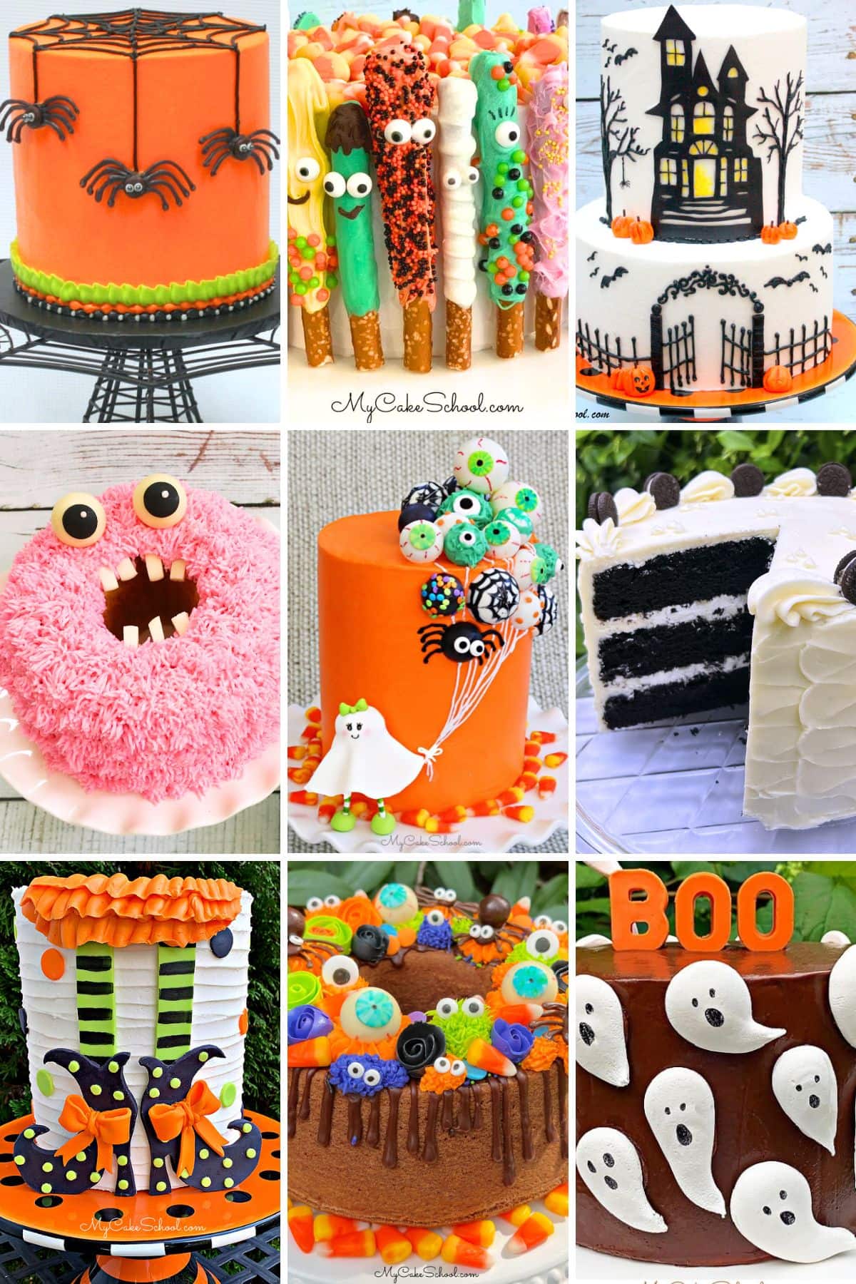 Halloween Cake Ideas, photo grid.
