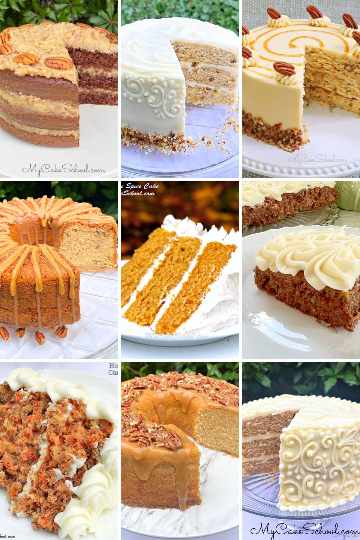 Photo grid of popular fall cakes.