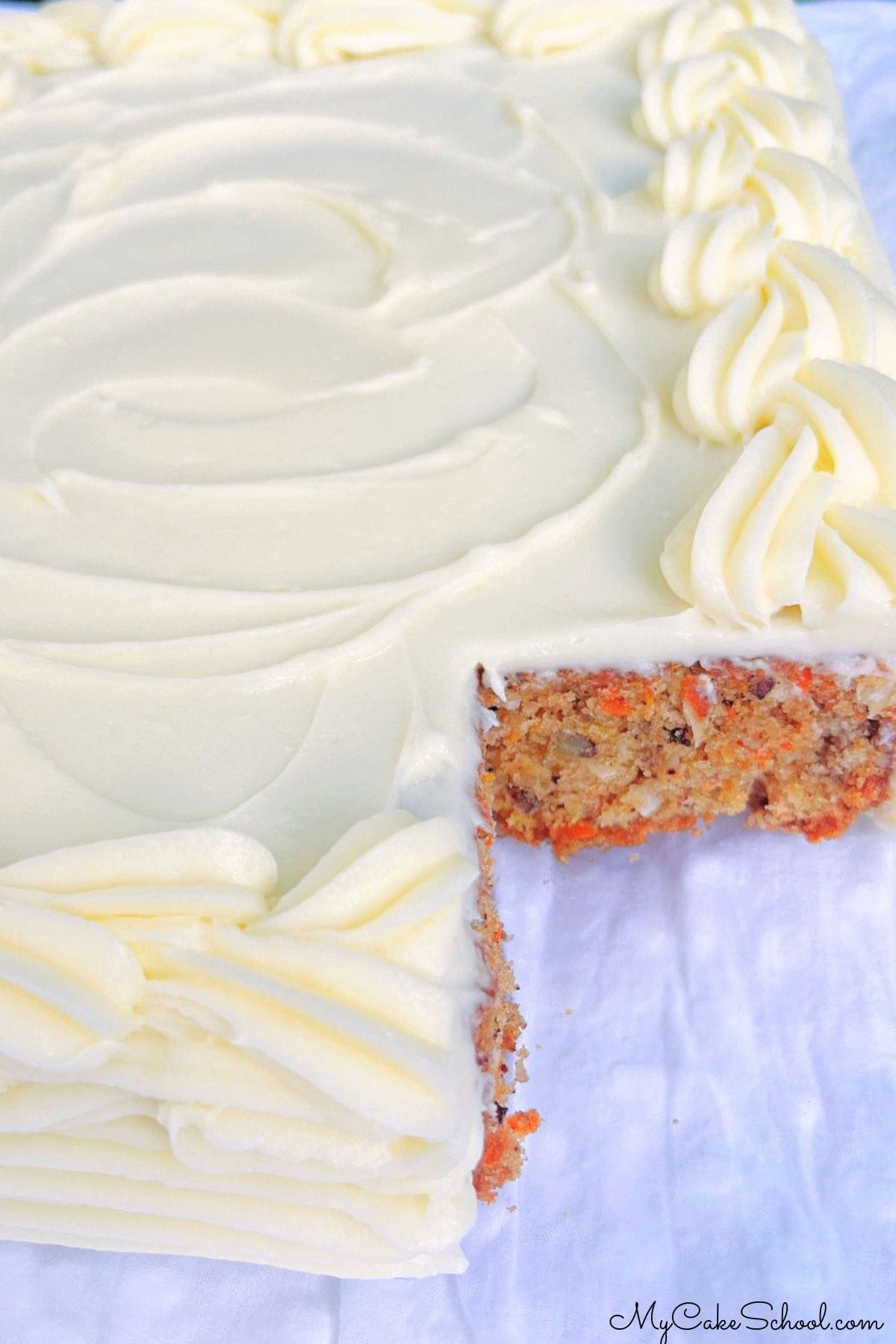 Carrot Sheet Cake, sliced.