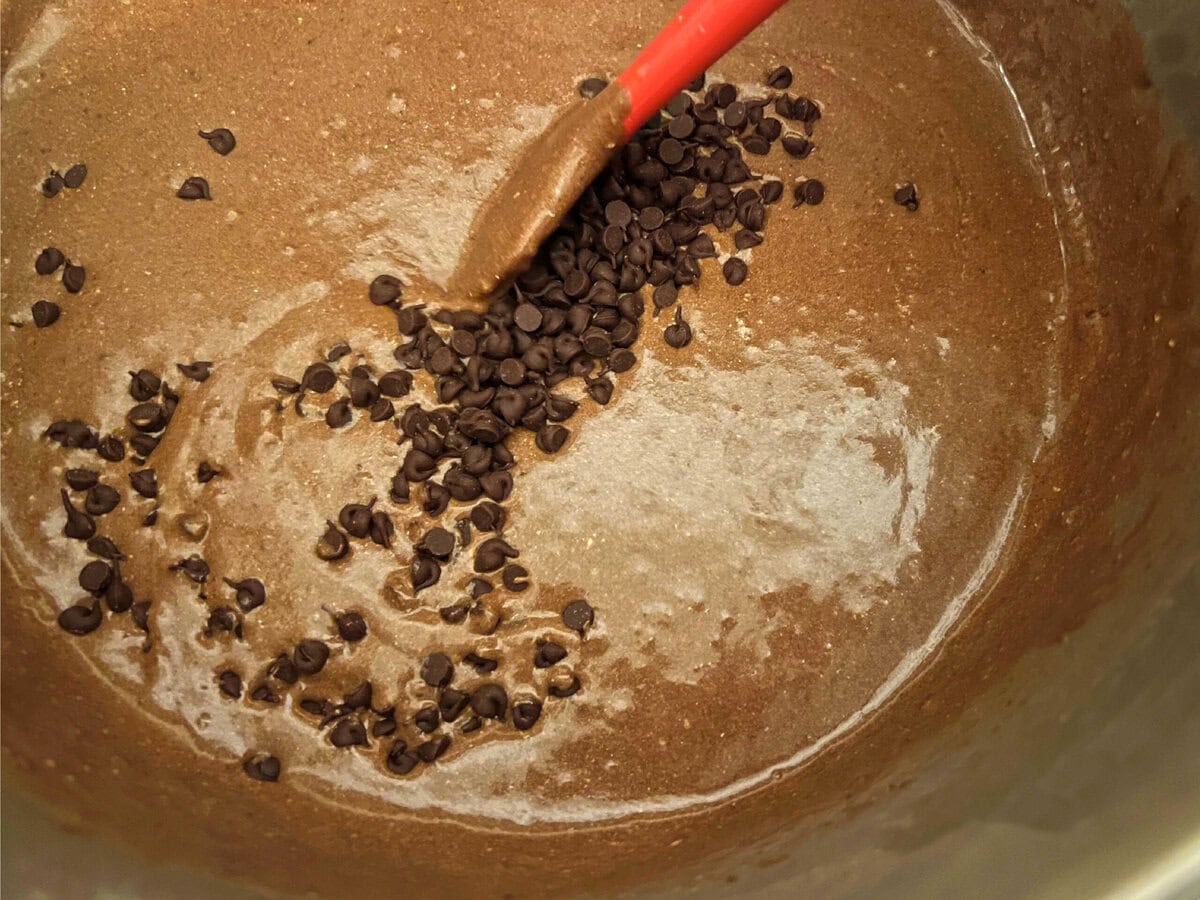 Chocolate Sheet Cake Batter in bowl.