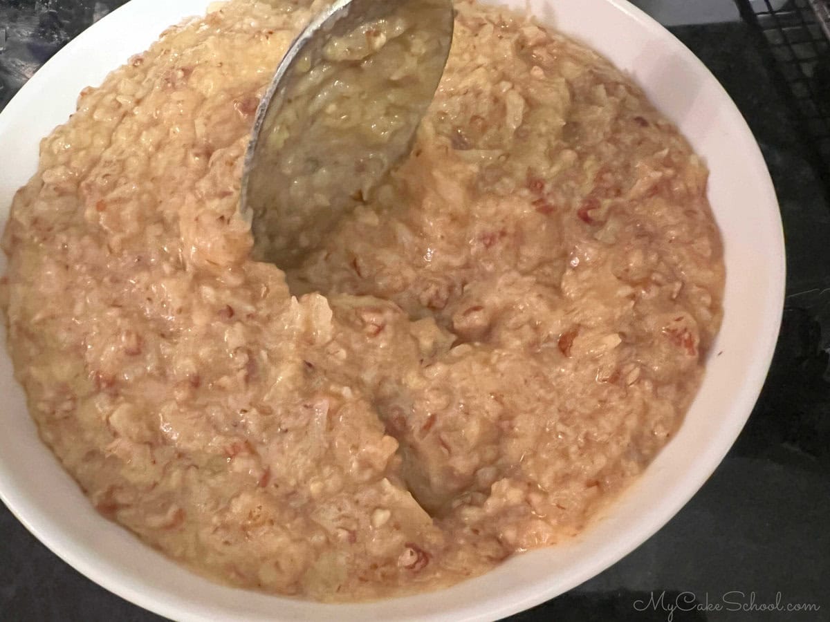Pecan Coconut Filling in a bowl.