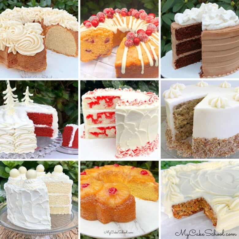 Photo grid of favorite Christmas Cakes.