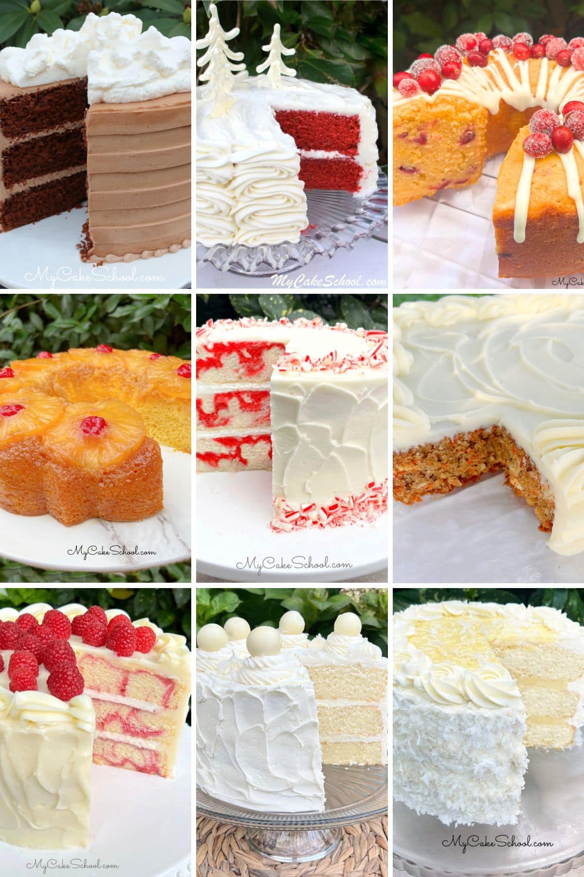 Photo Grid of Favorite Holiday Cakes.