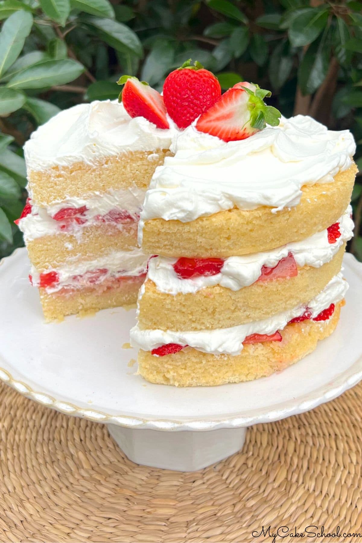 Champagne Cake with Strawberries and Cream.