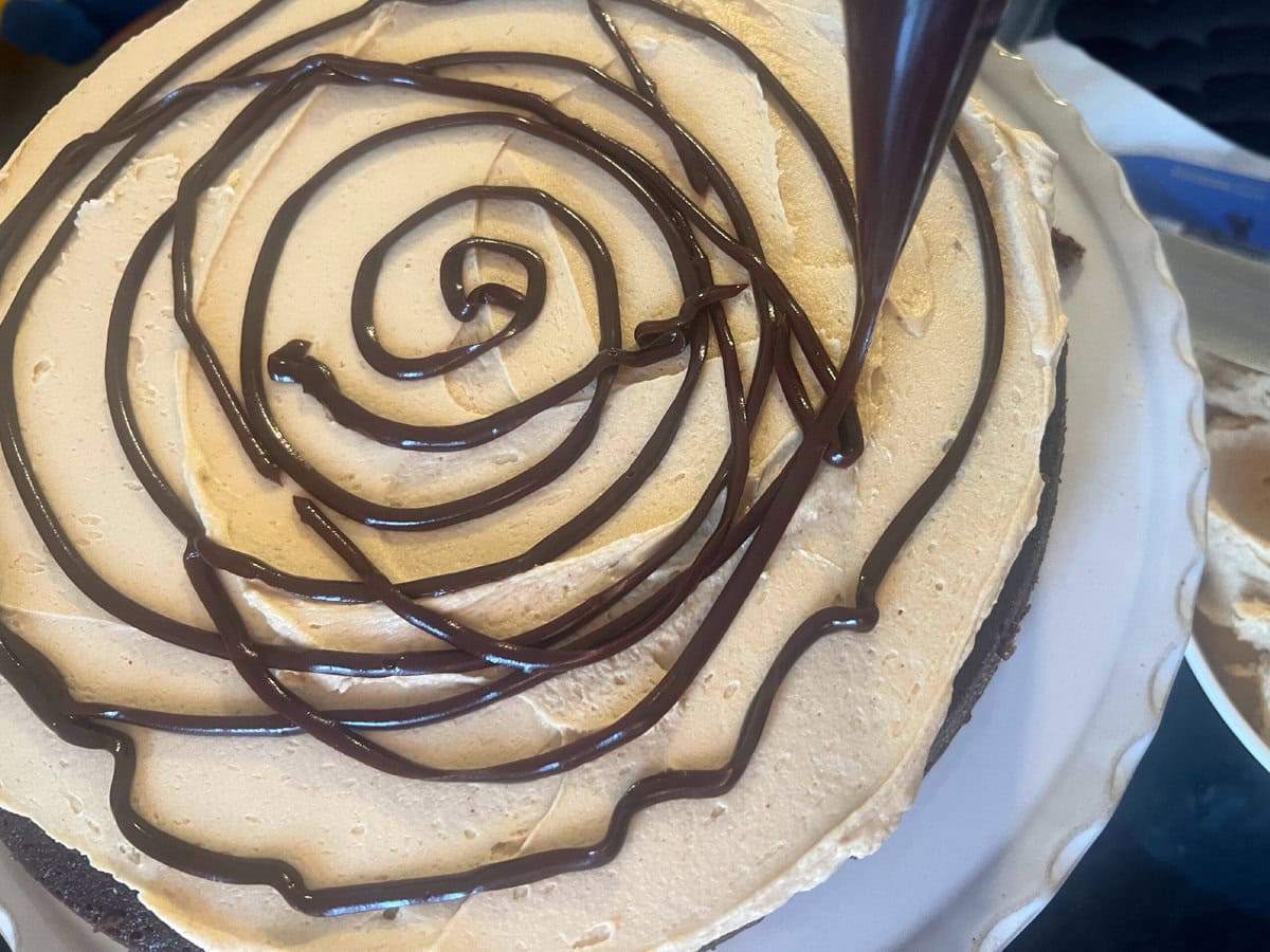 Chocolate Drizzle over cake.