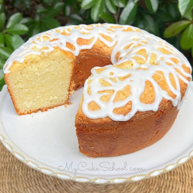 Coconut Cream Cheese Pound Cake, sliced.