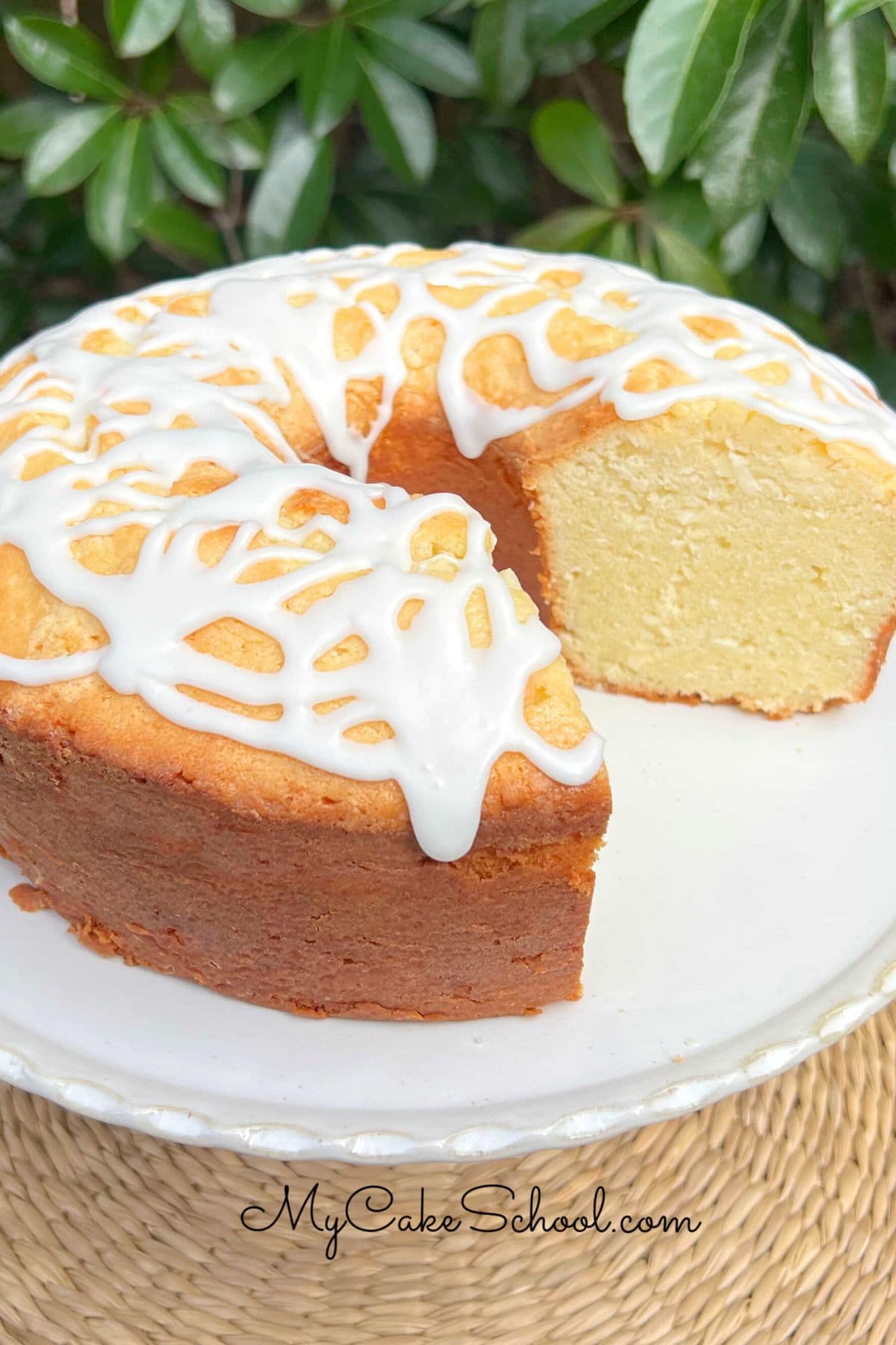 Coconut Cream Cheese Pound Cake, sliced.