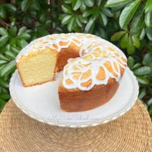 Coconut Cream Cheese Pound Cake, sliced.