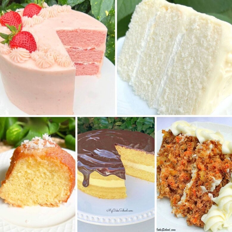 Most popular cake recipes of 2025 photo grid.