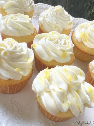 Limoncello Cupcakes on a platter.
