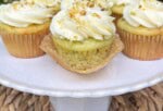 Pistachio Cupcakes on a platter.
