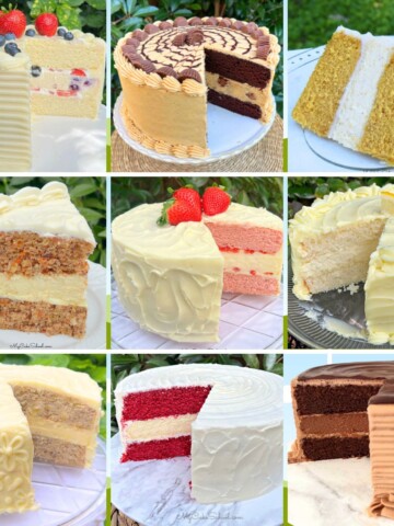 Photo grid of our favorite cheesecake cake recipes!