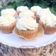 Apple Spice Cupcakes on a cake pedestal.