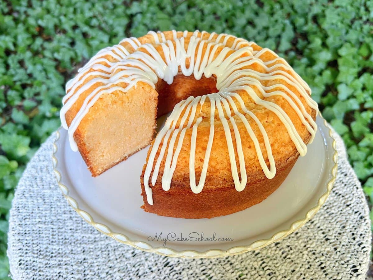 Orange Mascarpone Pound Cake, sliced.