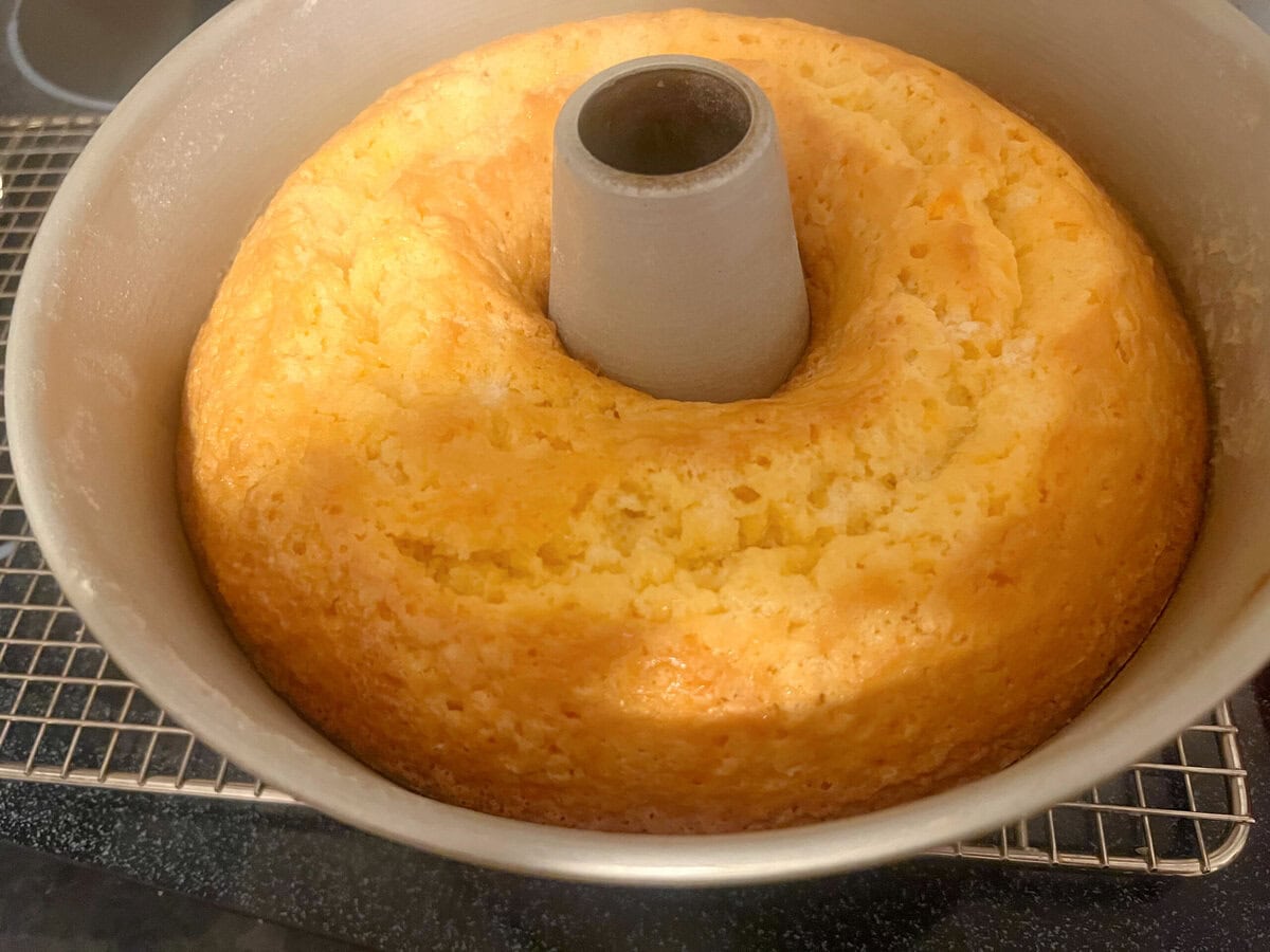 Orange Mascarpone Pound Cake, cooling.