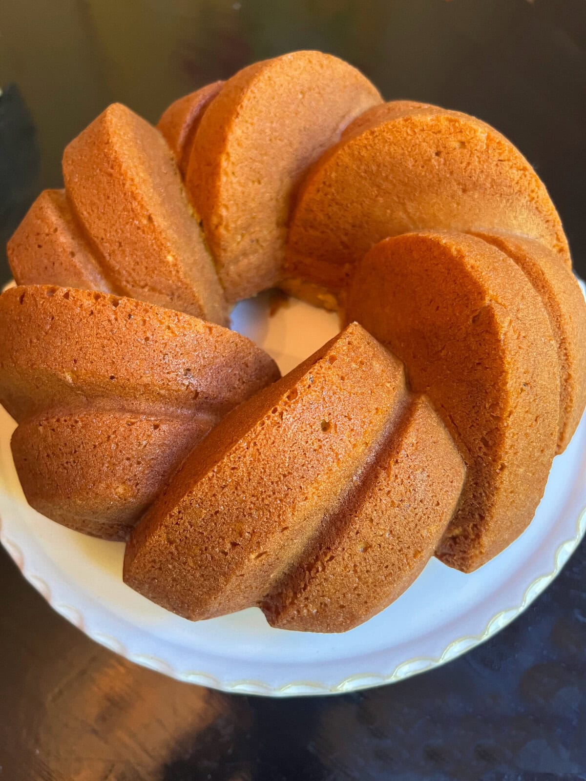 Freshly baked Pumpkin Bundt Cake.