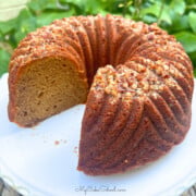 Sweet Potato Bundt Cake from cake mix, sliced.